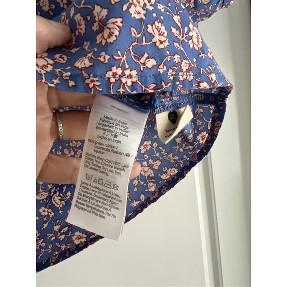 Madewell Blue Floral Summer Vines Puff Sleeve Blouse Size XS - Picture 5 of 6